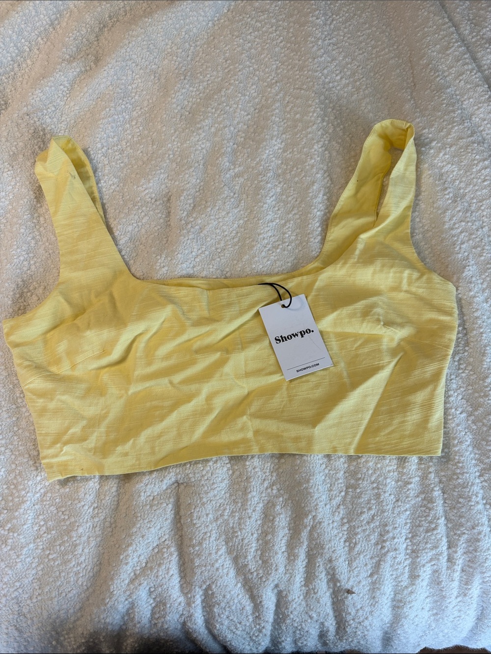 Showpo. Pastel Yellow Square Neck Crop Top